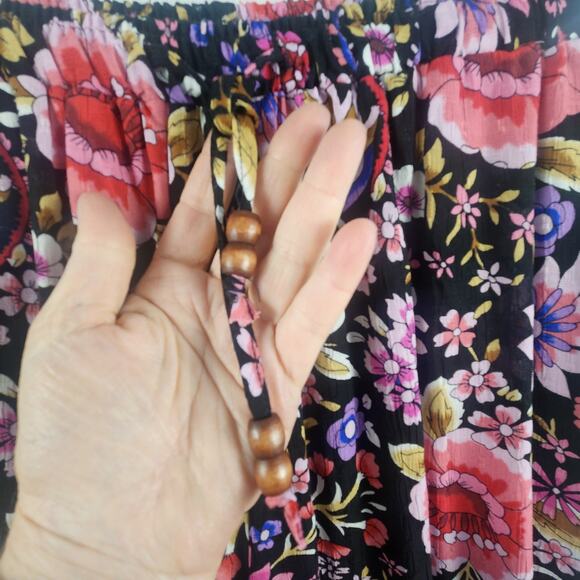 Cynthia Rowley Palazzo Floral Paisley Pants Women’s M Elastic Waist Pockets - Picture 6 of 13